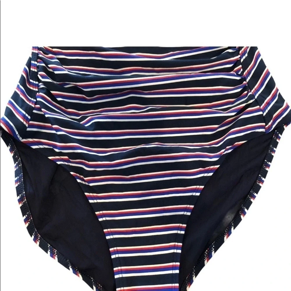 NIP Tuck Bond Eye Tummy Tuck Slimming Swimsuit Size 6 Multi Fit Cup Striped